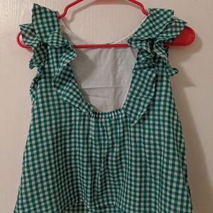 Green gingham girls blouse 10-12